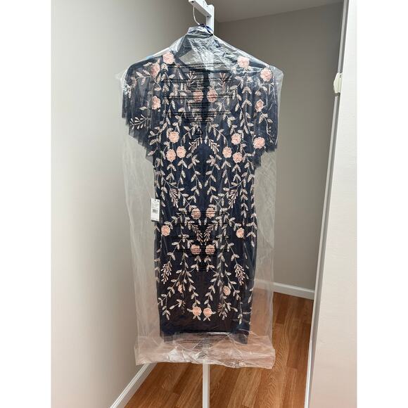 NEW NWT Adrianna Papell Beaded Flutter Sleeve Dress 16W - Picture 6 of 7